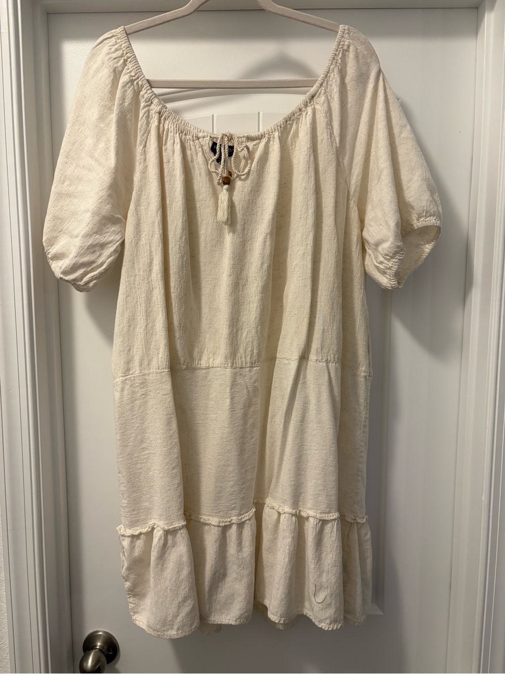 Helium London Plus Size Cream Peasant Tiered Dress Size 3X